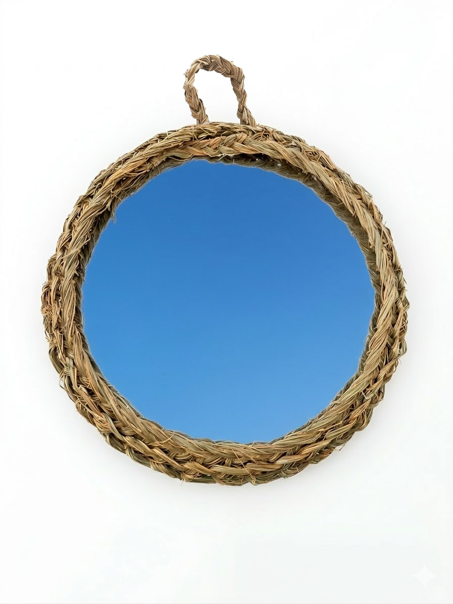 Grigri Halfa Creation - Miroir en halfa fait à la main diamètre 30 cm - 1