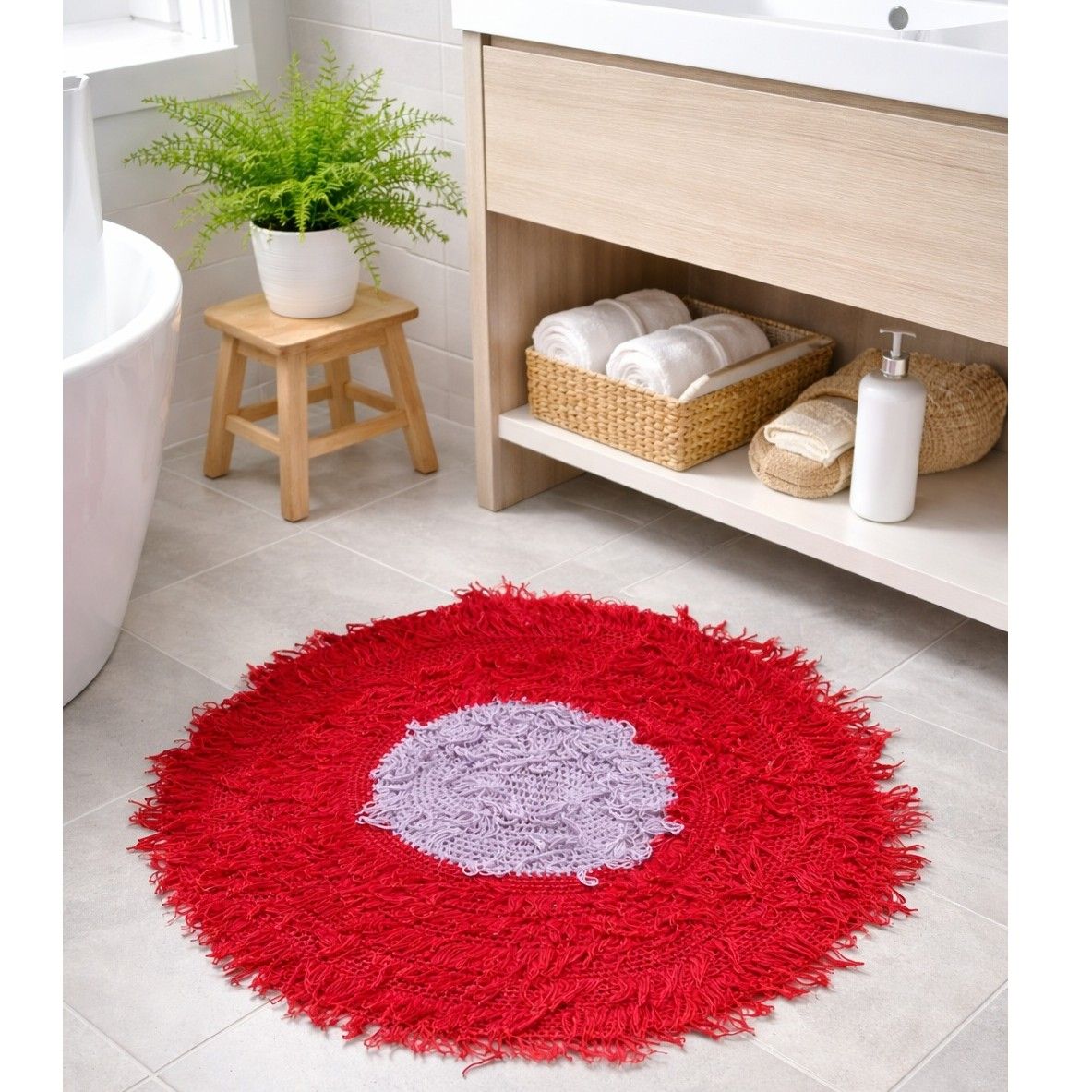 Grigri Halfa Creation - Tapis rouge en Halfa et laine pour un intérieur chic et chaleureux - 2