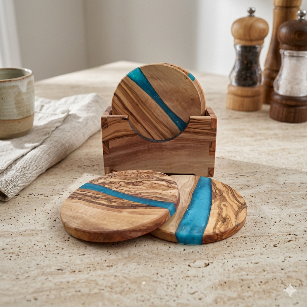 4 SOUS TASSE ROND AVEC SUPPORT