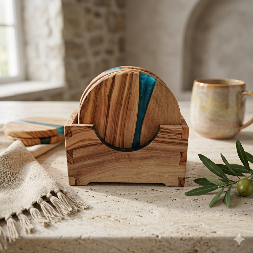 4 SOUS TASSE ROND AVEC SUPPORT